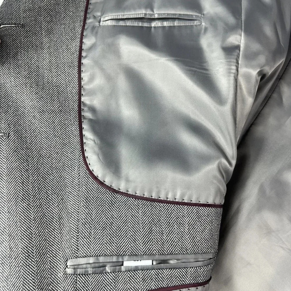 Saddlebred Mens 2 Button Herringbone Blazer 100% Lambswool Sport Coat Jacket 46R - Picture 5 of 8